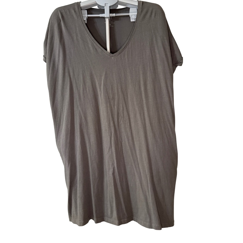 New York‎ & Company Gray V-Neck T-Shirt Dress XXL 100% Cotton Short Sleeve Mini